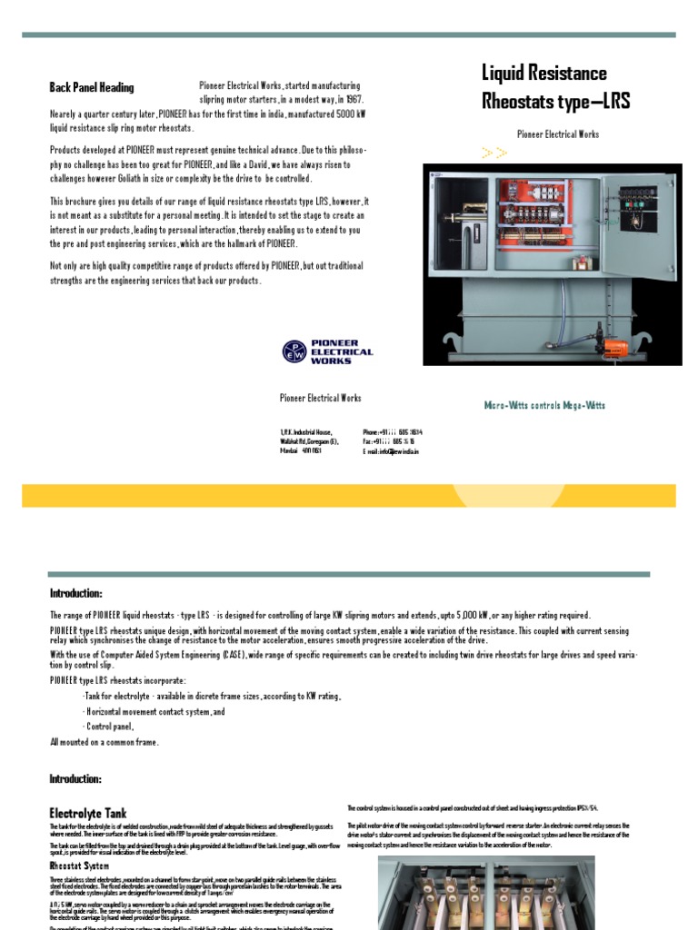 Liquid Rotor Resistance Starter Conventional Lrs PDF Electric Motor