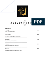 August 1 Five Menu