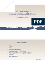 2017 Draft Budget - Departmental Budget Highlights: November 9, 2016