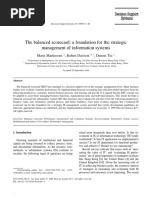 The Balanced Scorecard: A Foundation For The Strategic Management of Information Systems