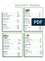 280 Restaurant Menu