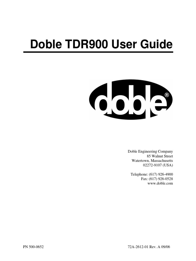 Doble TDR900 User Guide | PDF | High Voltage | Electric Arc