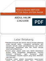 Analisi Penggunaan Metode Certainty Factor Pada Sistem Pakar