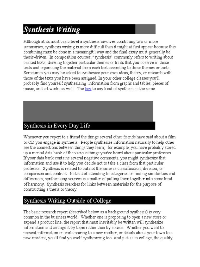 Synthesis research paper picture