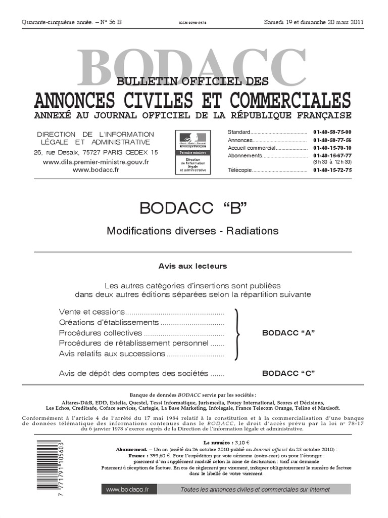 Www Ca Tourainepoitou Fr Via Invest Store BODACC-B 20110056 0001 p000 | PDF | Société civile | Agréable