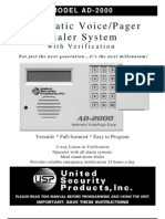 Scientemp - MODEL AD-2000 Automatic Voice/Pager Dialer System With Verification Manual, Brochure
