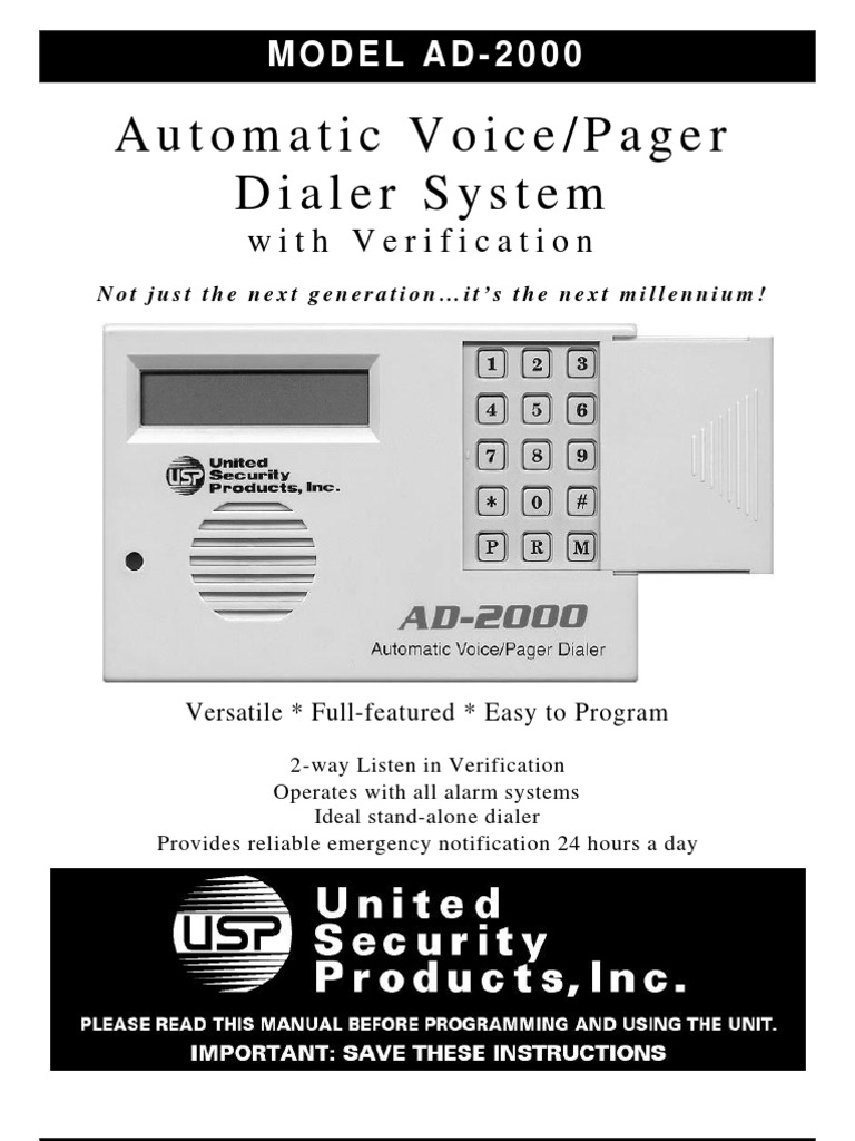 Scientemp MODEL AD2000 Automatic Voice/Pager Dialer System with