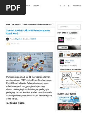 Contoh Aktiviti Aktiviti Pembelajaran Abad Ke 21 Cikgu Share Pdf