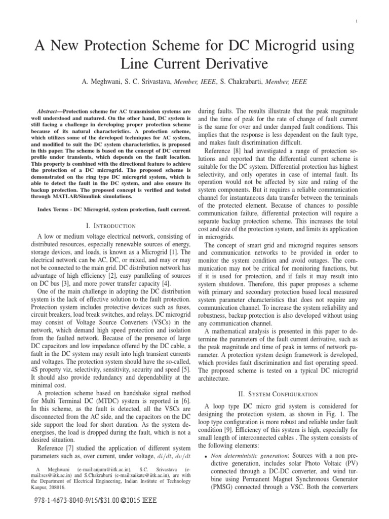 A New Protection Scheme For DC Microgrid Using | PDF | Distributed ...