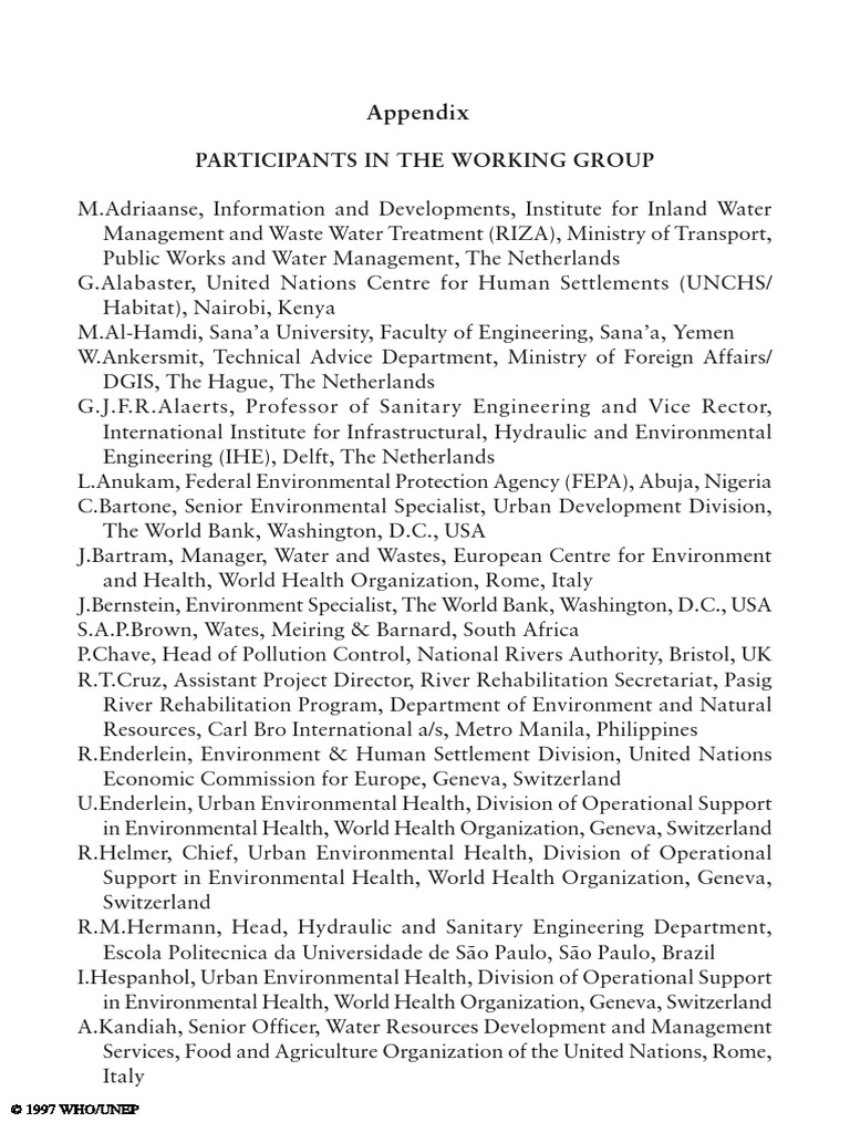 Participants in The Working Group: Appendix | PDF | World Health ...