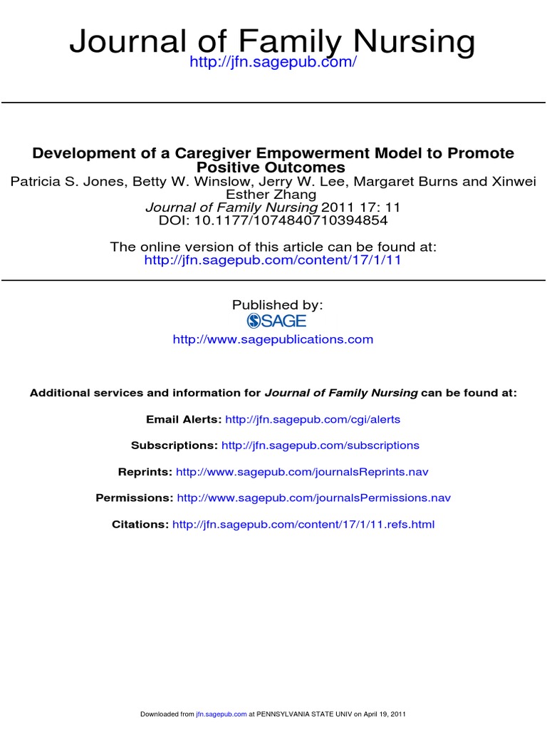 Development of Caregiver Empowerment Model Article 2011 PDF | PDF ...