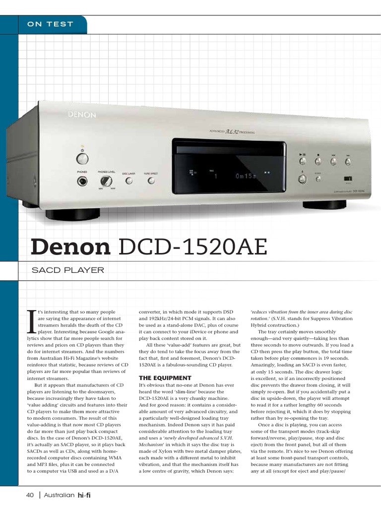 Denon Dcd-1520Ae Hifi Cd Player Silver – GZVZU