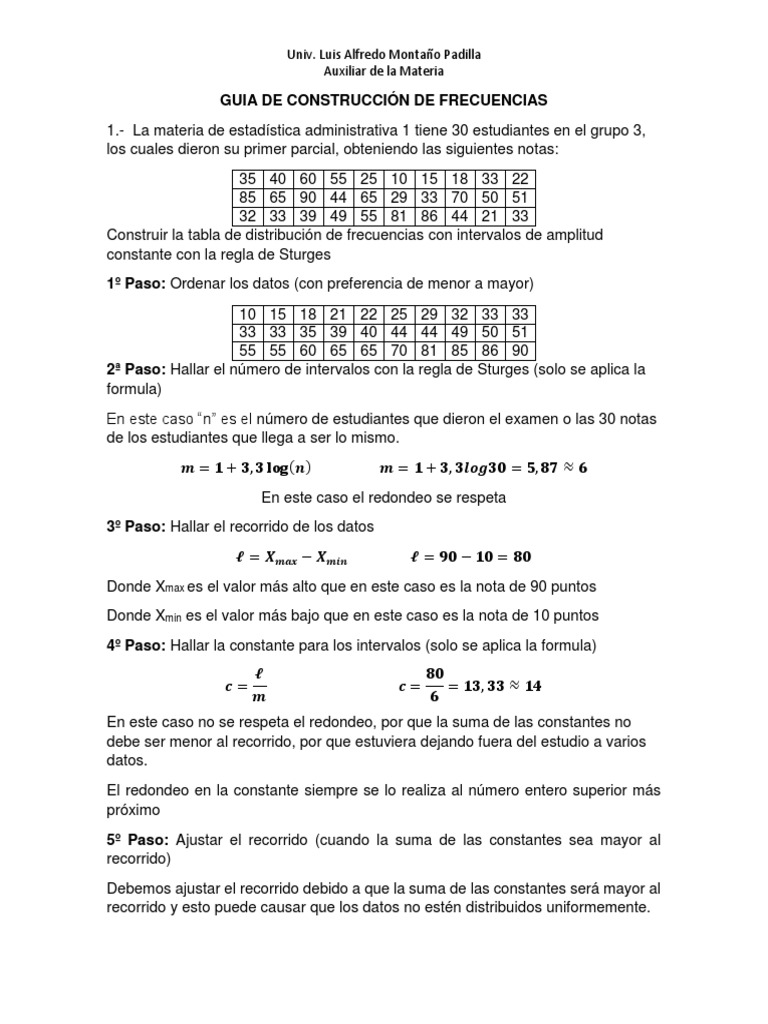 Guia Construccion de Tablas Estadisticas PDF Enseñanza de matemática Science