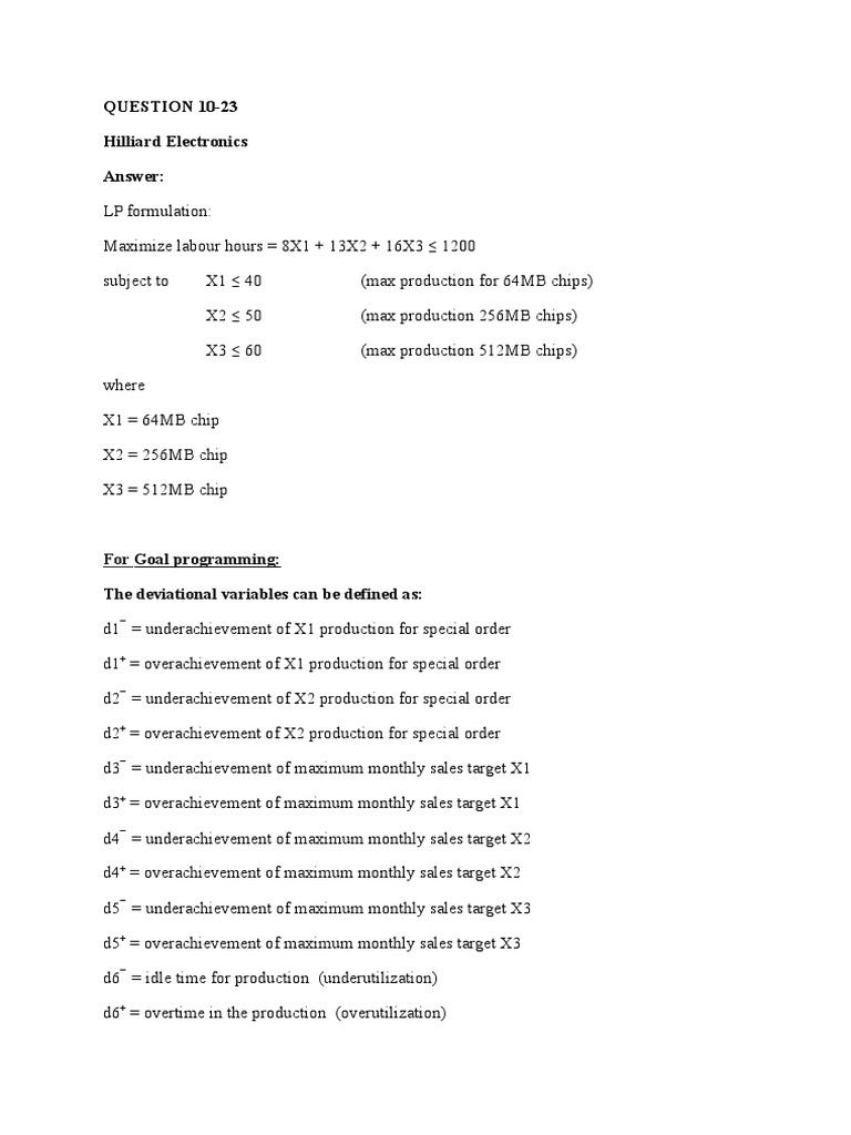 Linear Programming & Goal Programming Analysis | PDF | Mathematical ...