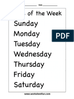 Days of the Week Chart c 3-2