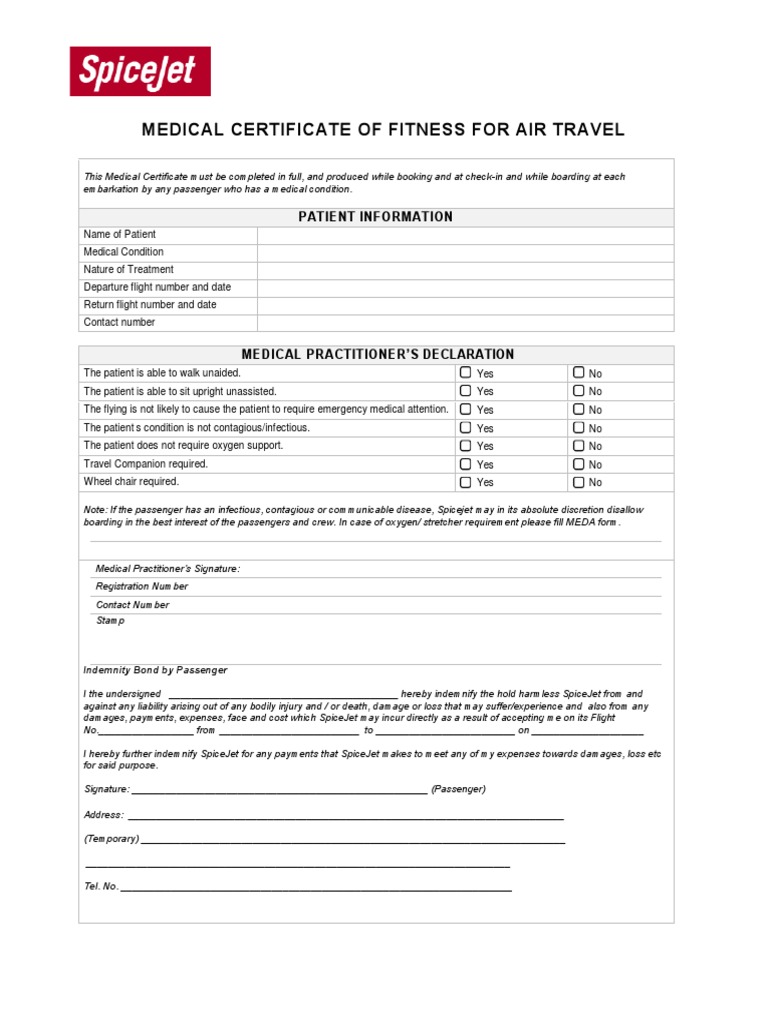 Fit To Fly Certificate Proforma For Pregnant Women  PDF With Fit To Fly Certificate Template