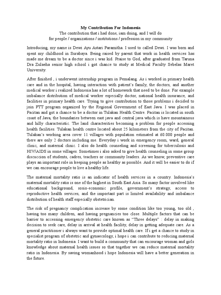 My Contribution for Indonesia (LPDP) | Maternal Death | Obstetrics