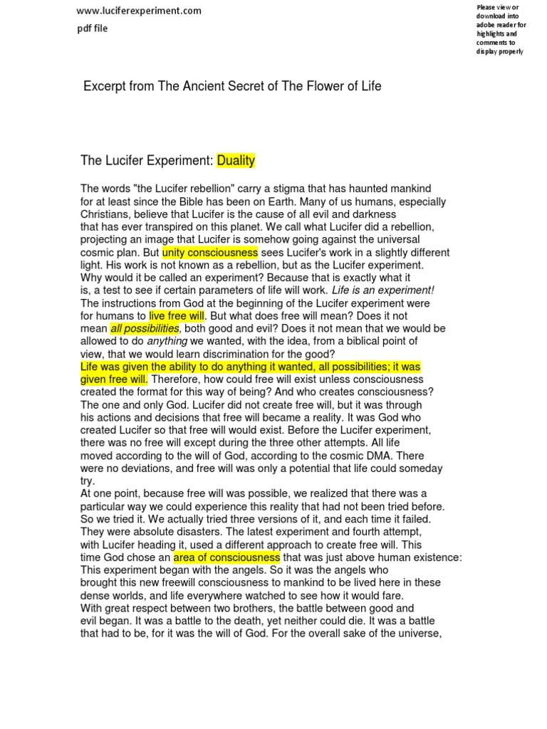 Lucifer Experiment PDF | PDF | Free Will | Consciousness