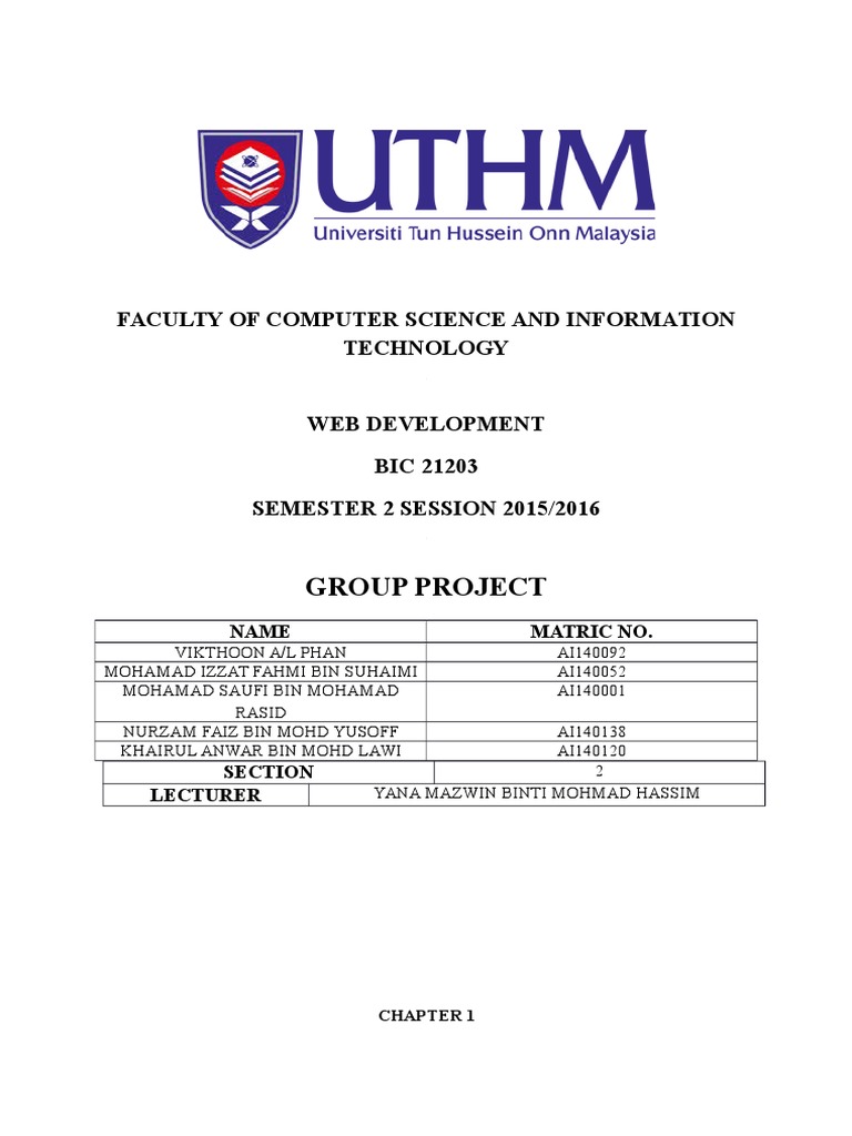Group Project: Faculty of Computer Science and Information Technology | PDF