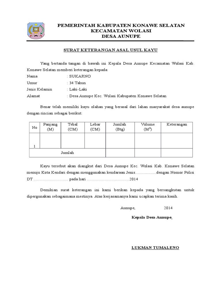 Contoh Surat Jalan Kayu Dari Desa Nusagates