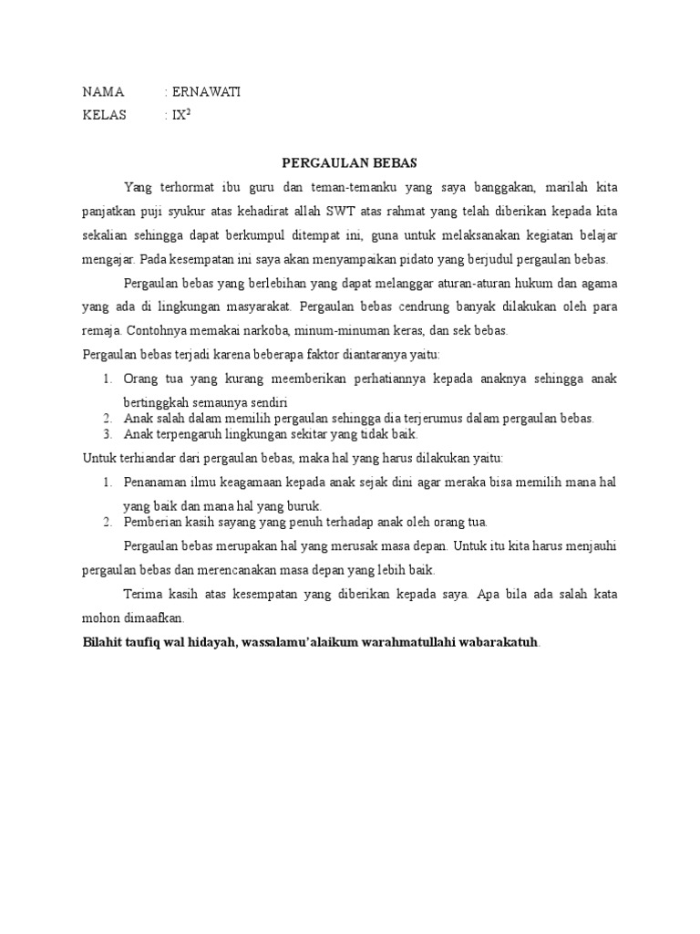 Ceramah Singkat Tentang Pergaulan Bebas Goreng