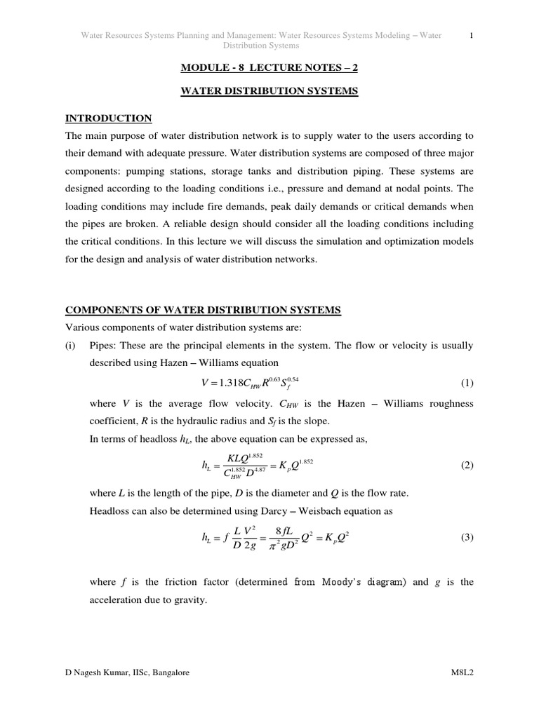 Optimizing Water Distribution System Design Through Nonlinear Multi
