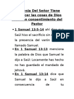 La Iglesia Del Señor Tiene Que Hacer Las Cosas de Dios Todo Con Consentimiento Del Pastor