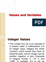 Values and Variables