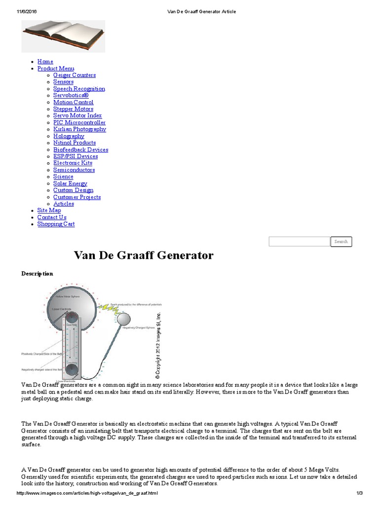 Van de Graaff Generator Article PDF Electric Charge Electron