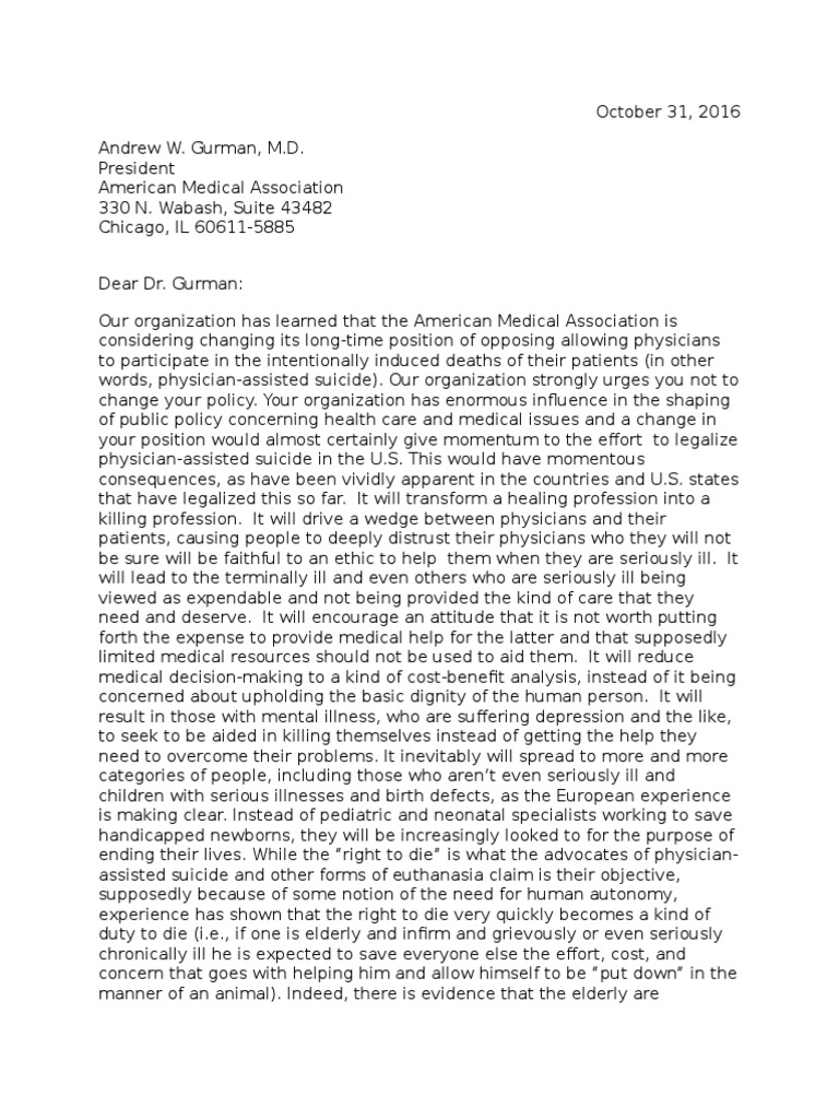 American Medical Association Letter | PDF | American Medical ...