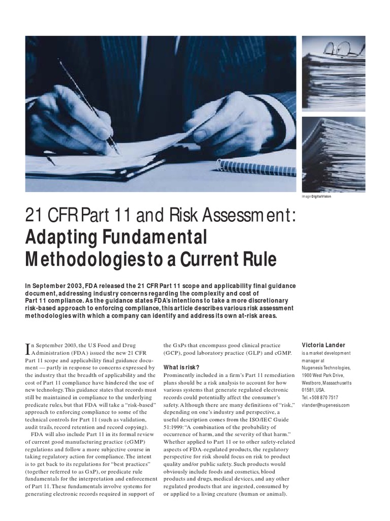 FDA 21 CFR Part 11 Risk Assessment Guide | PDF | Hazard Analysis And ...