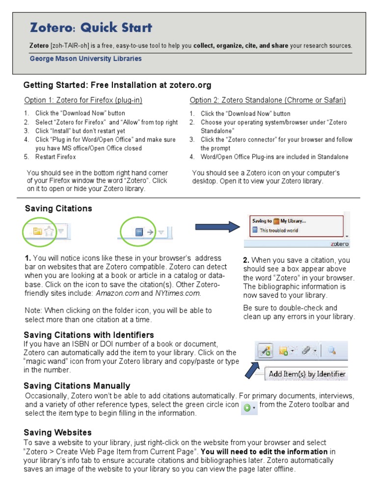 Zotero Quick Start Guide | PDF | Microsoft Word | System Software