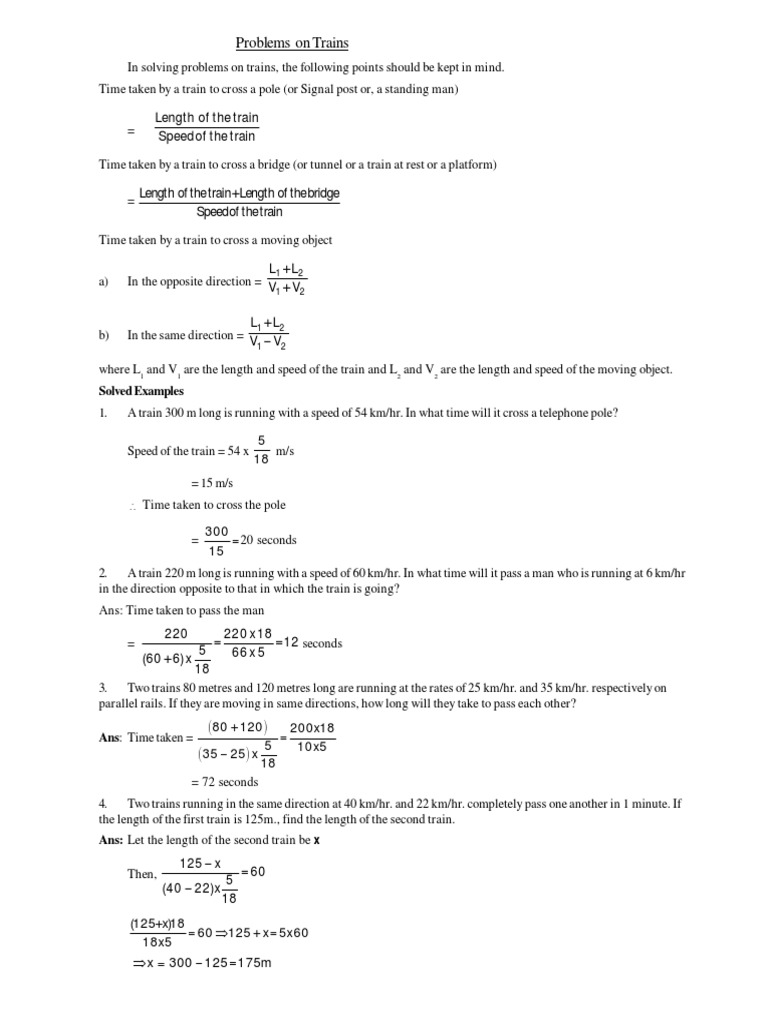 Train Length Calculation Methods | PDF | Speed | Passenger Rail Transport