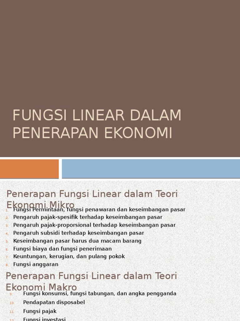 Fungsi Linear Dalam Penerapan Ekonomi Me 2 1