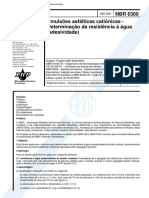 NBR 06300 - Emulsoes Asfalticas Cationicas - Determinacao Da Resistencia A Agua (Adesividade)