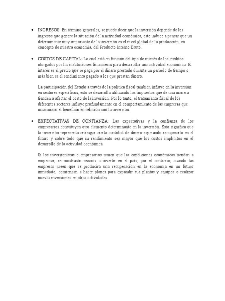 Determinantes de La Inversion | PDF