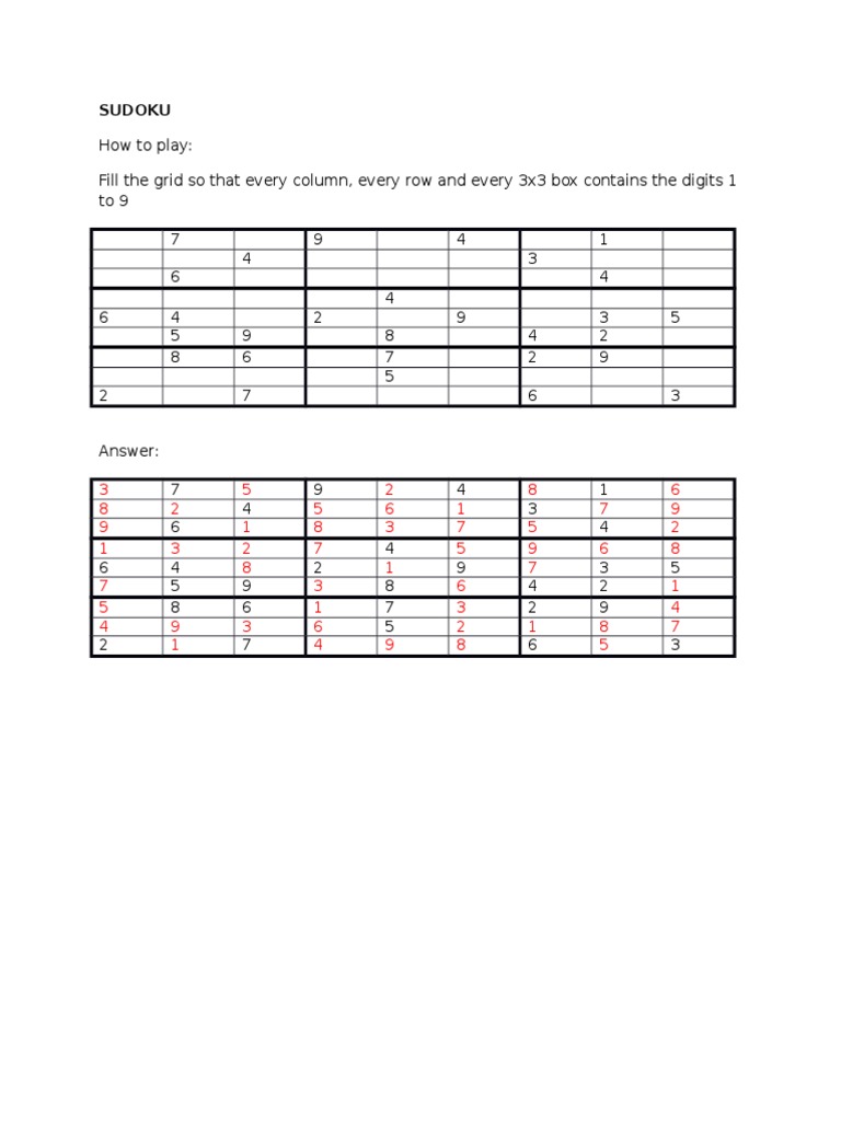 Sudoku | PDF | Teaching Methods & Materials