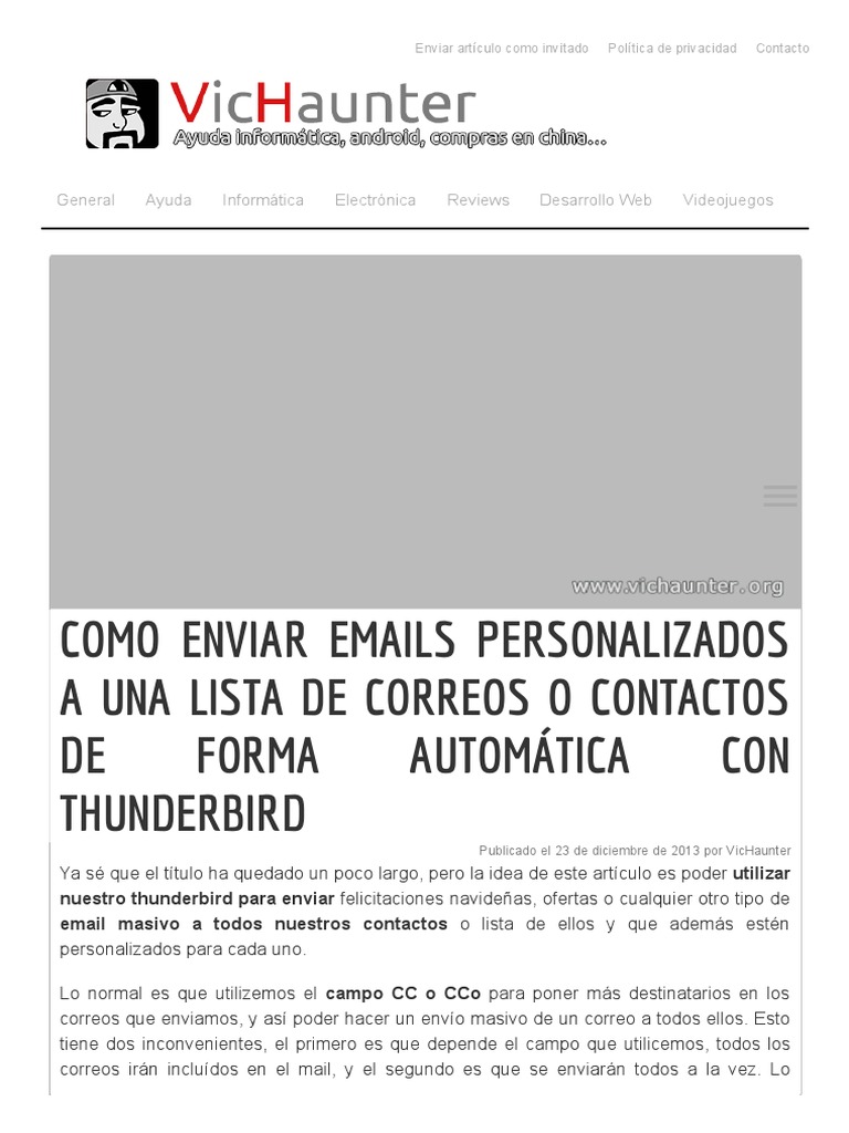 Como Enviar Correos Masivos Personalizados Con Thunderbird Correo