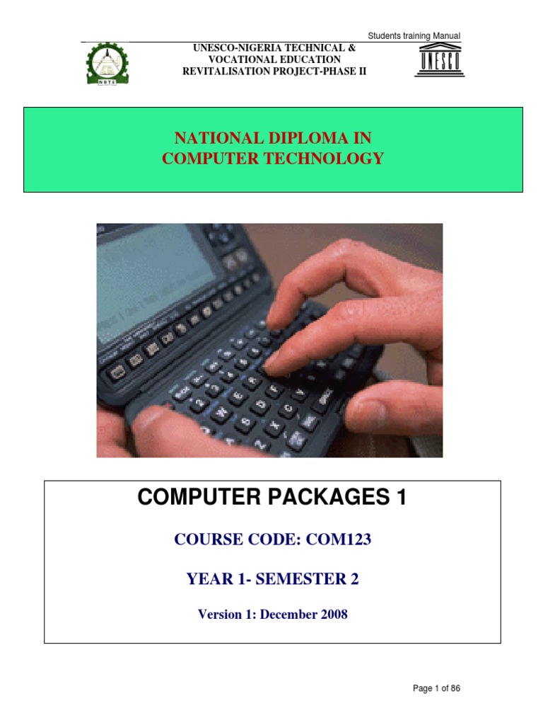 Computer Packages Training Manual | PDF | Spreadsheet | Microsoft Windows