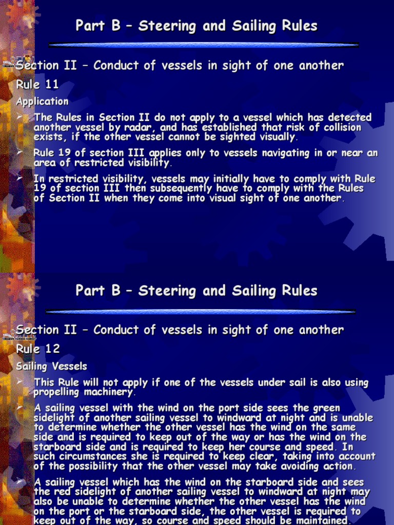 ROR 1119 Steering and Sailing Rules PDF Port And Starboard