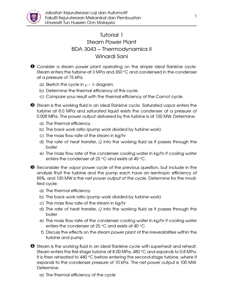 Thermodynamics Tutorial Analyzing the Efficiency and Performance of
