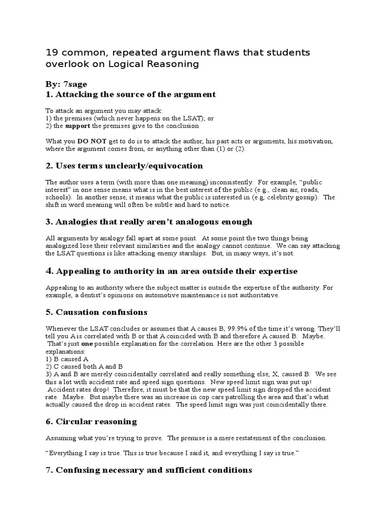Flawed Arguments Argument Analogy
