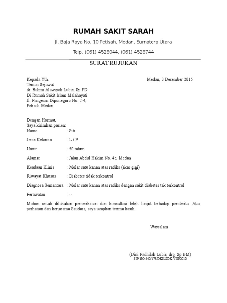 Surat Rujukan Pasien ke RS Islam Malahayati | PDF | Pengembangan Diri ...