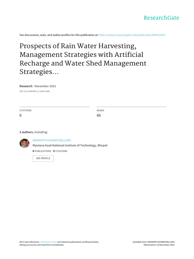 Rainwater Harvesting Strategies in India | PDF | Water Resources | Aquifer