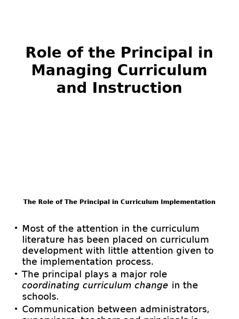 Role of Principal in Curriculum and Instruction PDF Curriculum Educational Assessment