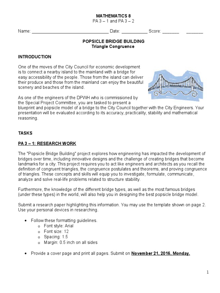 Grade 8 Popsicle Bridge Project | PDF | Bridge | Teaching Mathematics