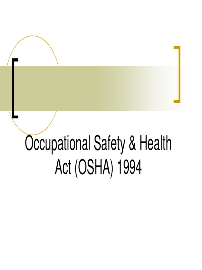 OSHA 1994 Regulations Overview | PDF | Occupational Safety And Health ...