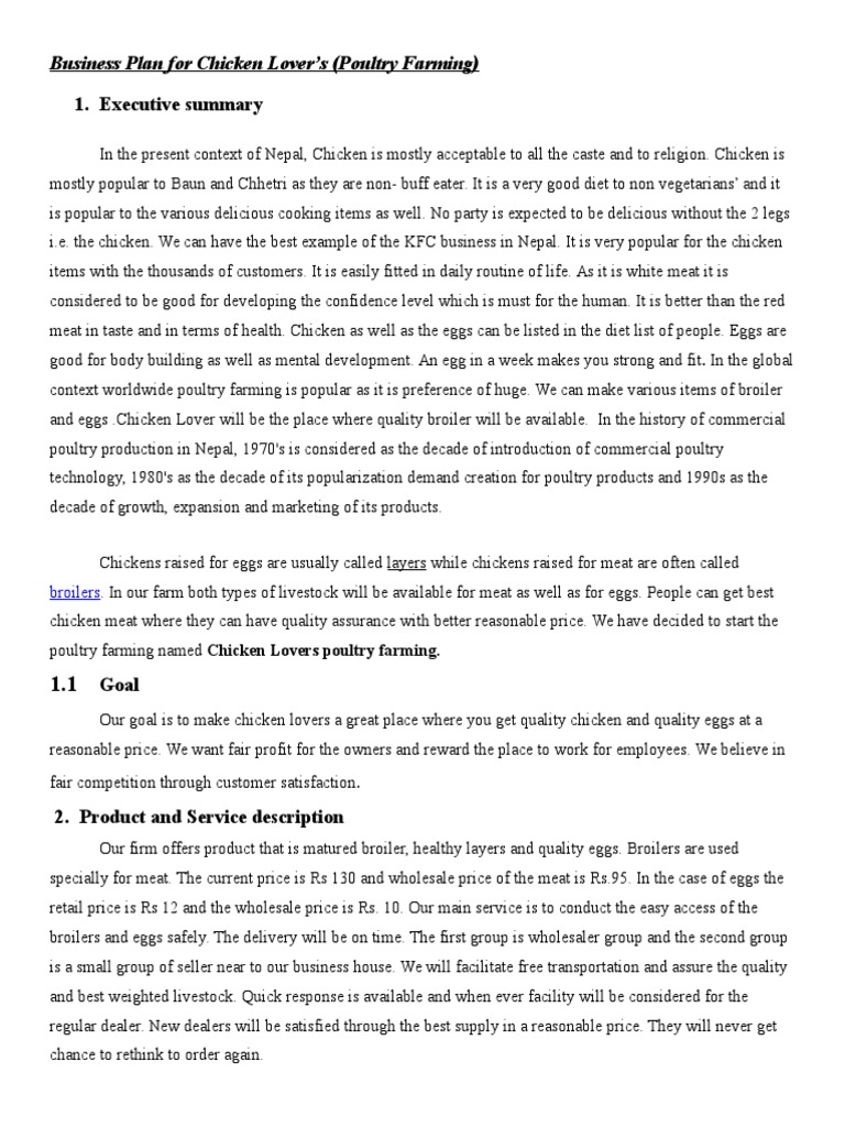 business plan for poultry farm sample