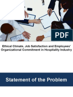 Ethical Climate, Job Satisfaction and Employees' Organizational Commitment in Hospitality Industry