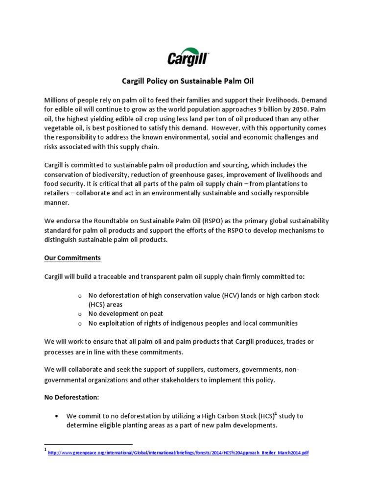 Palm Oil Policy Statement PDF Palm Oil International Labour